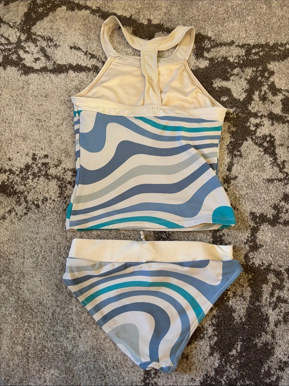 Rad swim- Kids White & Blue Wave Tankini Set